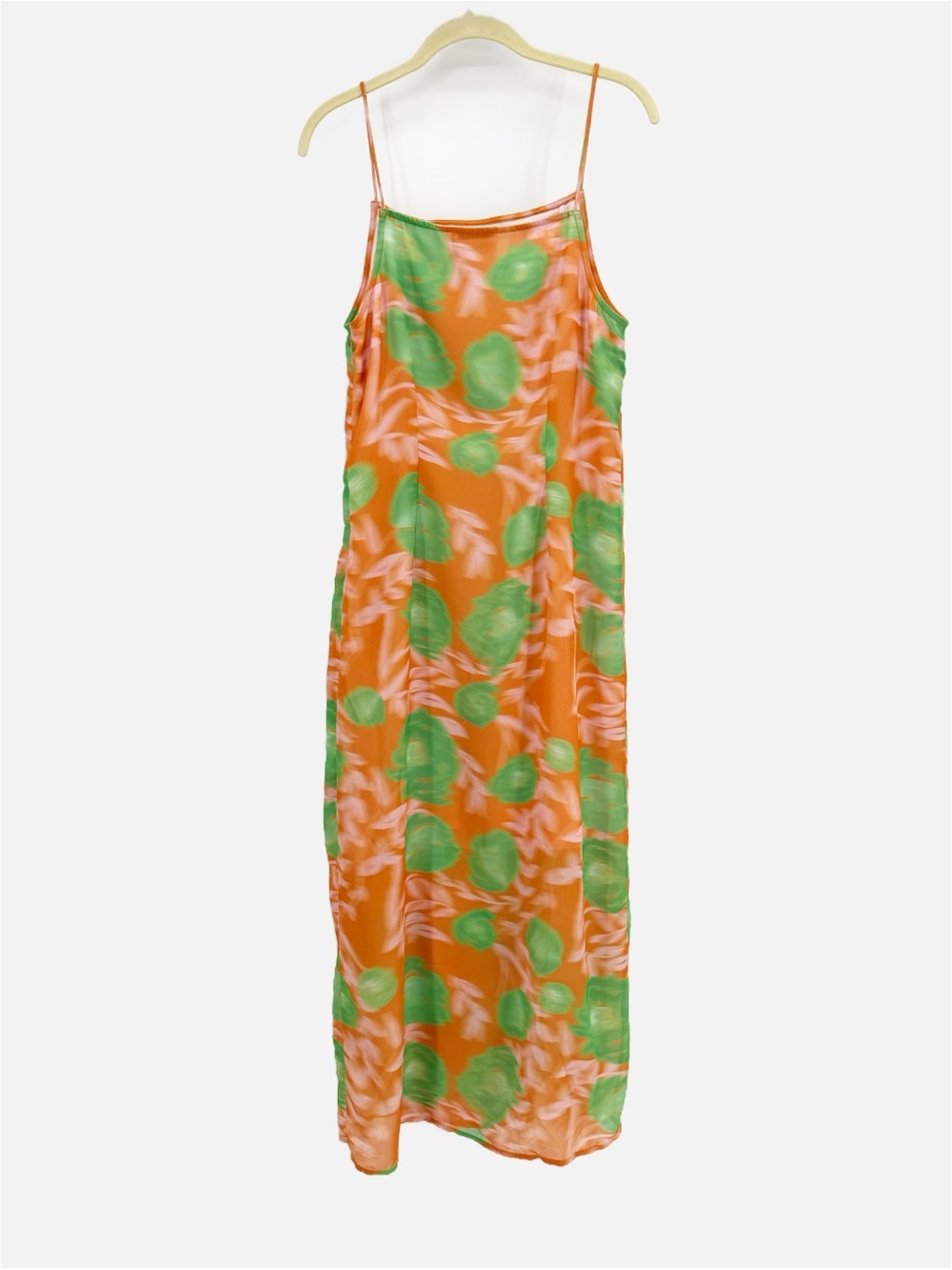 GANNI Printed Lightweight Crepe Georgette Slip Maxi Dress Abstract Orange - Picture 5 of 15